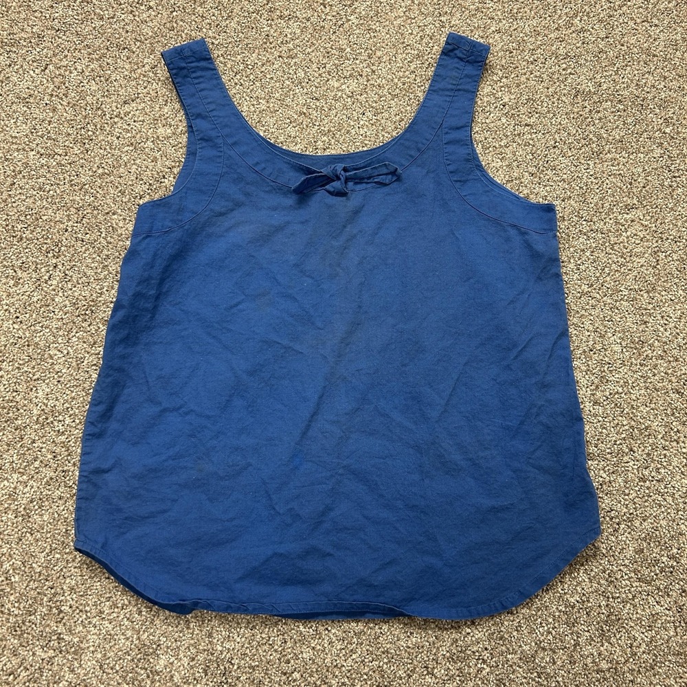 Stefano Tank Top Womens 14/16 Blue Cotton Scoop Neck Bow Basic Sleeveless